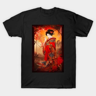 Elegant Geisha in Kimono - Japanese Art T-Shirt T-Shirt